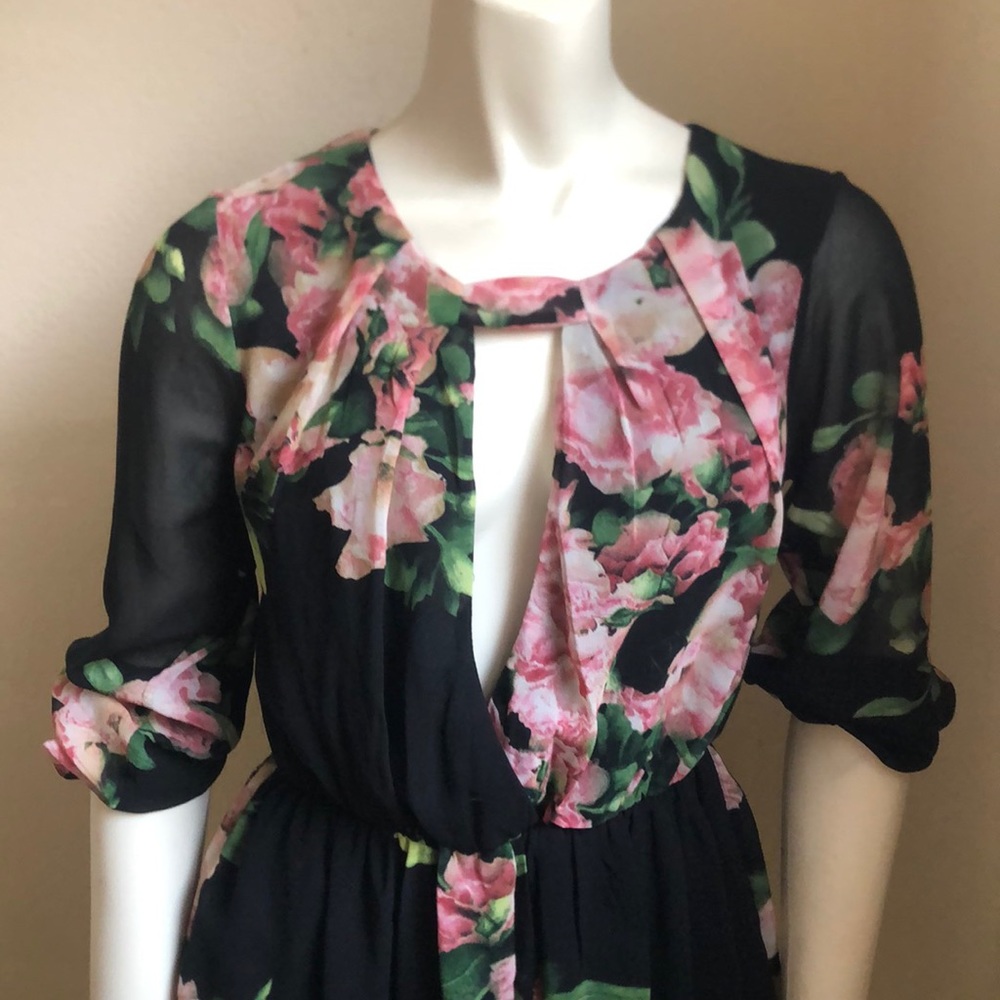 Black Floral Cutout Romper